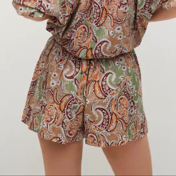 New MANGO Paisley Print Cotton Short Size Small - Picture 2 of 9